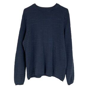 Highline Blue Ribbed Textured Long Sleeve Crewneck Pullover Sweater Size M